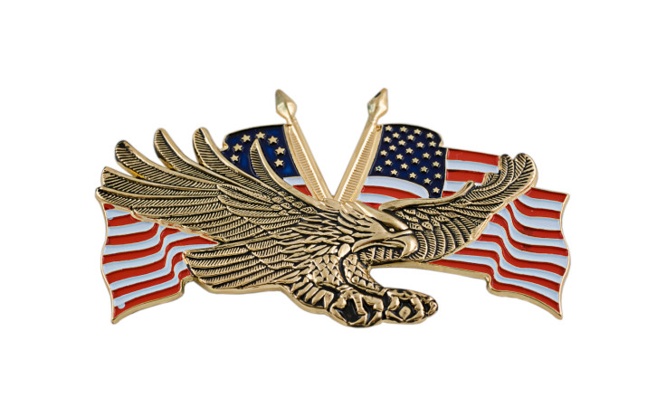 Gold Flying Eagle w/USA Flag 4 ¼ Inches