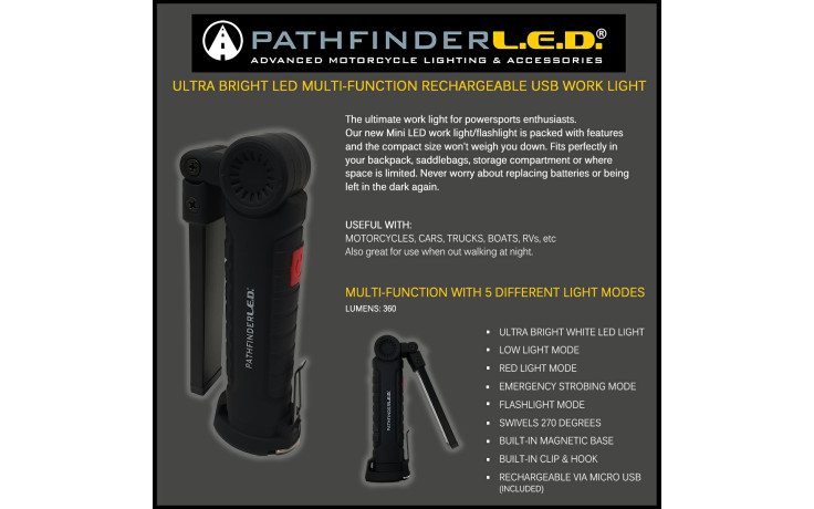 Ultra Bright LED Multi-Function Work Light (rechargeable USB)