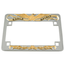 Chrome License Plate Frame w/Gold Eagle 